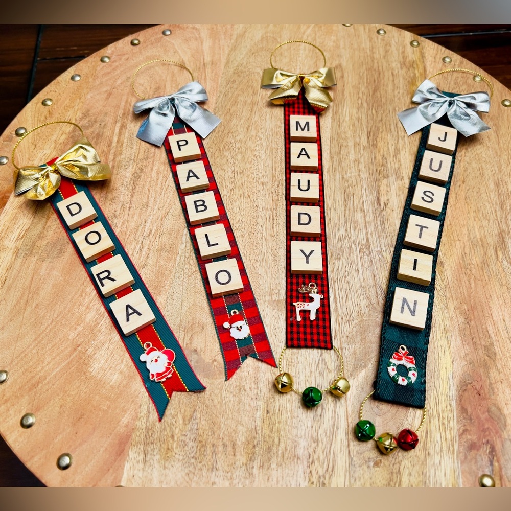 Handmade Scrabble Tile Christmas Ornament – Custom Holiday Word Décor - Picture 10 of 14